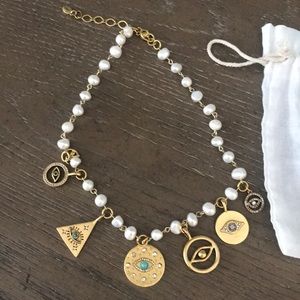 Sequin Jewelry Pearl Evil Eye Necklace